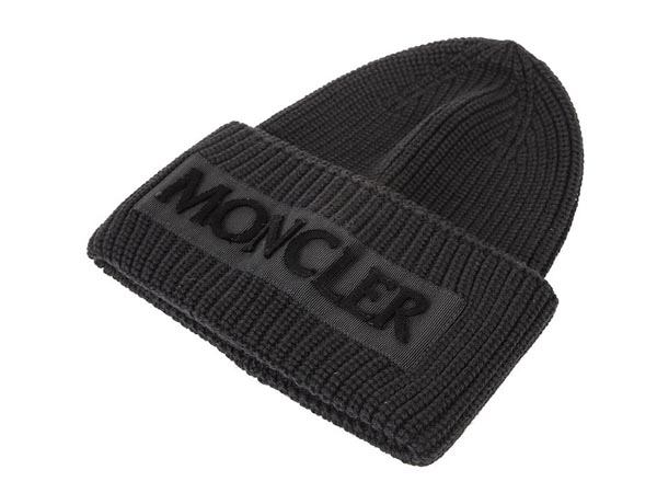 20AW MONCLER モンクレールスーパーコピー ロゴ ウールニットビーニーBLACK