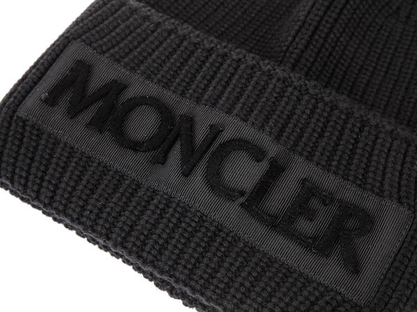 20AW MONCLER モンクレールスーパーコピー ロゴ ウールニットビーニーBLACK