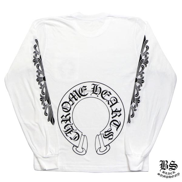 2020AW Chrome Hearts クロムハーツTシャツ コピー ロングTシャツ ホースシュー&フローラルクロス ホワイト