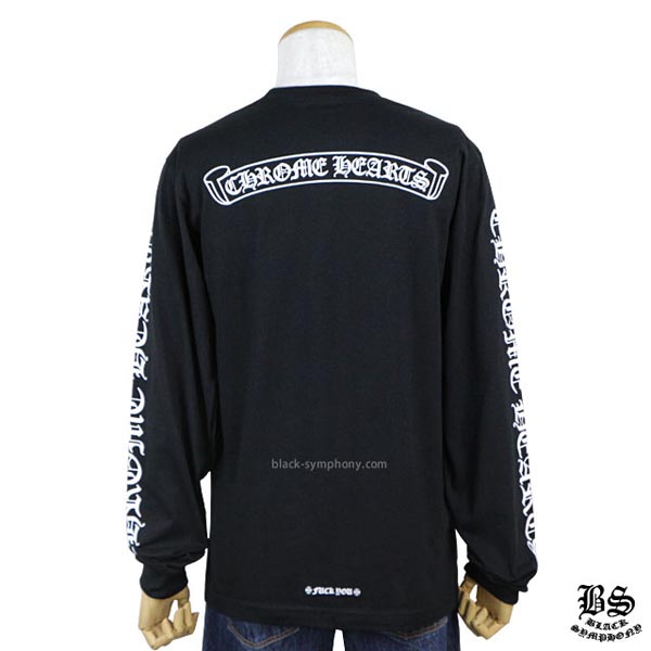 ◆早い者勝ち◆Chrome Hearts クロムハーツ ロングTシャツ 偽物 スクロールラベル ブラック