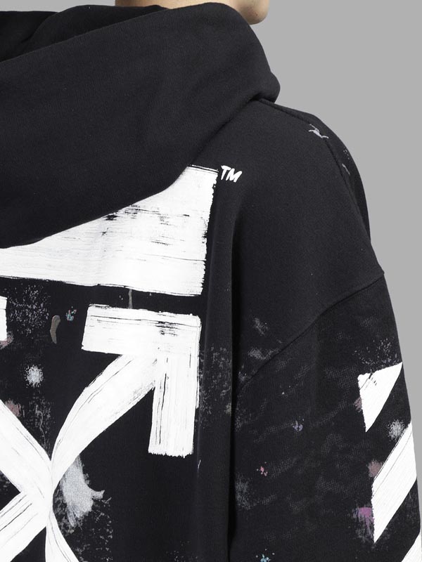 オフホワイト ギャラクシー偽物 Off-White ギャラクシー柄プルオーバーフードパーカー ブラック 東京HOODIE PARKA 芸能人