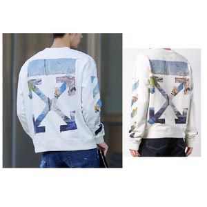 ホワイト オフ ホワイト レプリカ トレーナー OFF WHITE 19SS DIAG COLORED ARROWS SLIM 芸能人