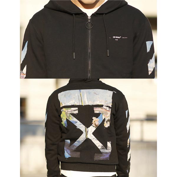 オフ ホワイト パーカー レプリカ【OFFWHITE】日本完売!19SS/DIAG ARROWS ZIP HOODIE/White/Black