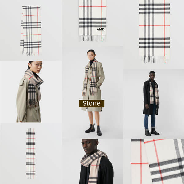 【Burberry】マフラー チェック 16色展開 カシミヤ フリンジ