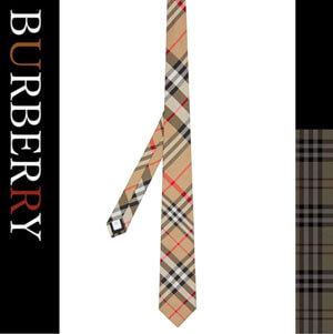 【BURBERRY】ベージュ シルク チェックネクタイ