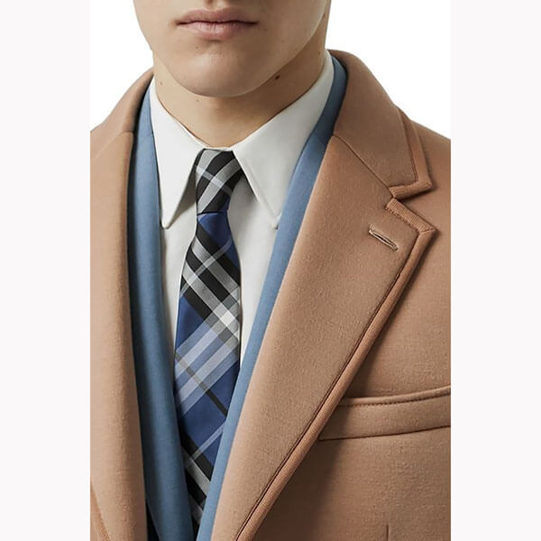 【BURBERRY】ブルー チェック シルクジャカード ネクタイ