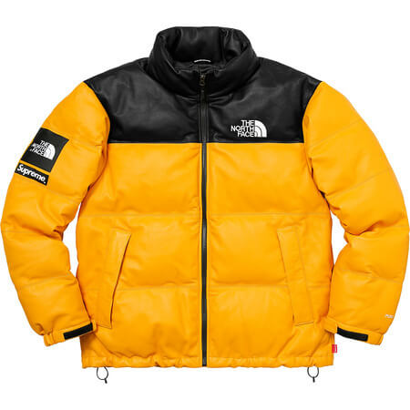 シュプリーム north face 偽物 シュプリーム ノースフェイス ダウン ヌプシ レザーダウンジャケット