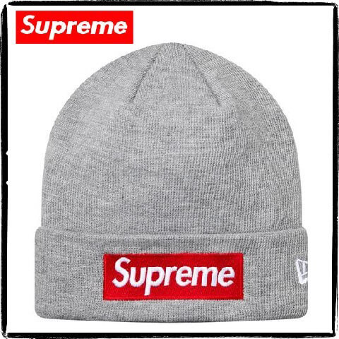 シュプリーム ニット 帽 偽物 シュプリーム x New Era Box Logo Beanie FW16 グレー ニット帽