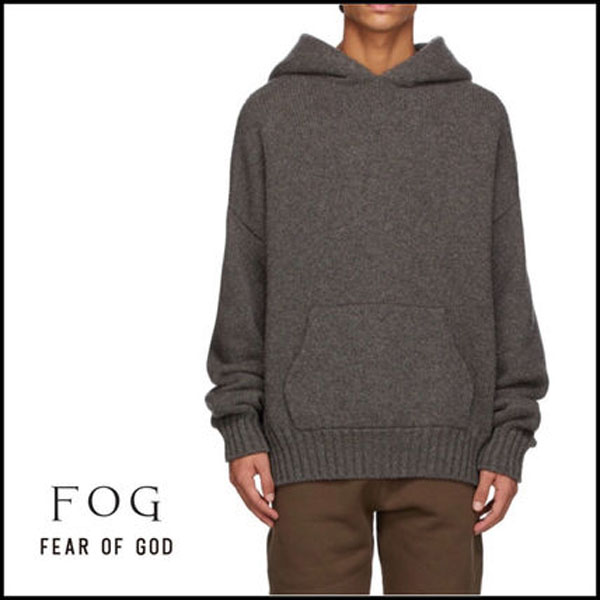 関税込★FEAR OF GOD パーカー 偽物★グレー ブラッシュ ニット フーディ