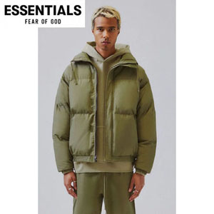 FW21 FOG FEAR OF GOD ESSENTIALS PUFFER JACKET OLIVE 緑