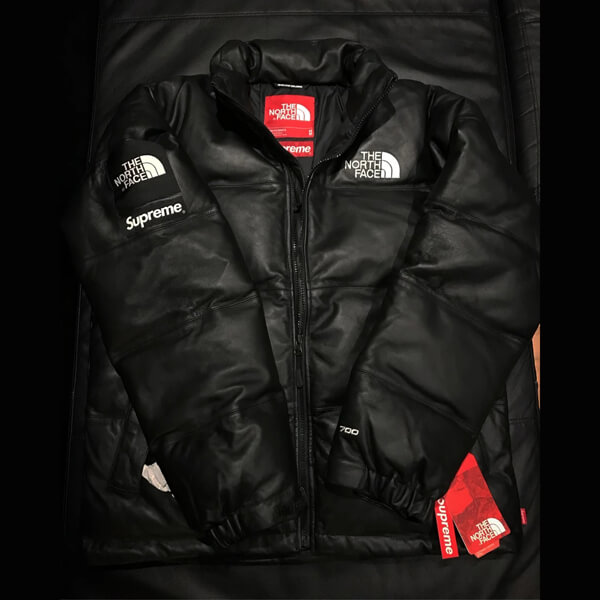 ノースフェイス シュプリーム 偽物 ダウンジャケット  Leather Nuptse Jacket