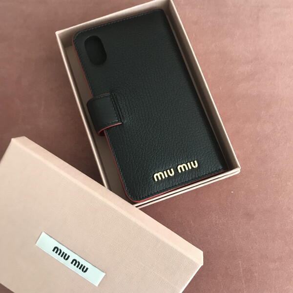 ミュウミュウ iphoneケース コピー Miu Miu 手帳タイプ iPhone X/XS対応ケース