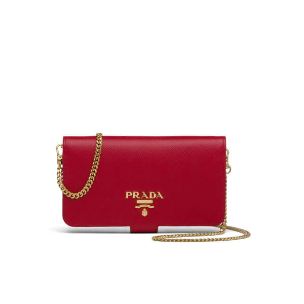 【PRADA】サフィアーノ☆チェーン付iPhone X/XSケース1ZH078_QWA