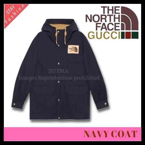 歴史的コラボ入手困難!グッチ ノースフェイス 偽物 NAVY COAT