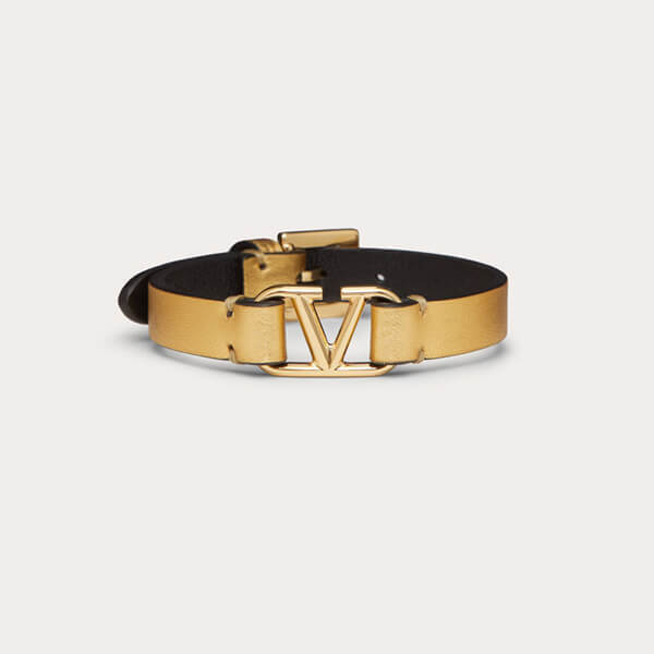 【ヴァレンティノ】 VLOGO SIGNATURE BRACELET IN METALLIC NAPPA