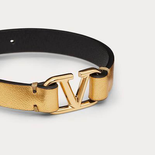 【ヴァレンティノ】 VLOGO SIGNATURE BRACELET IN METALLIC NAPPA