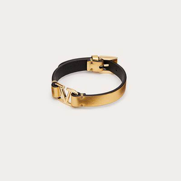 【ヴァレンティノ】 VLOGO SIGNATURE BRACELET IN METALLIC NAPPA