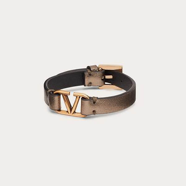 【ヴァレンティノ】 VLOGO SIGNATURE BRACELET IN METALLIC NAPPA