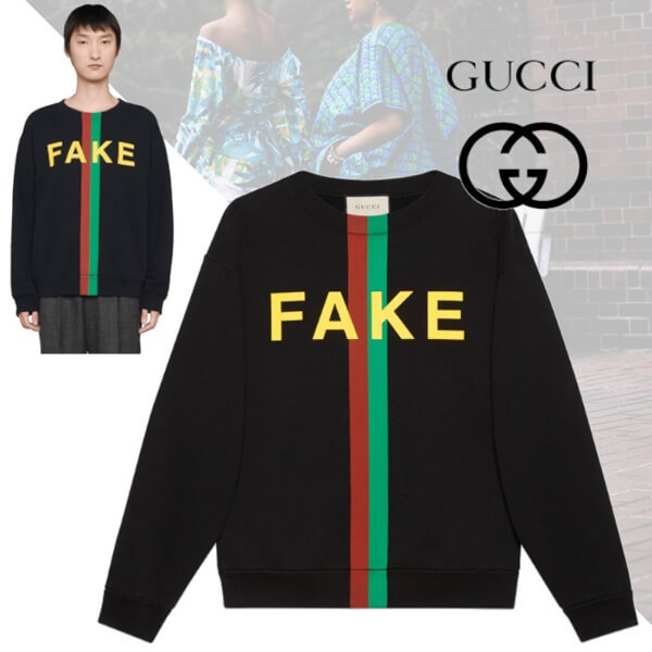 グッチ スウェットシャツ コピー 21AW◇グッチ FAKE NOT プリント トレーナー