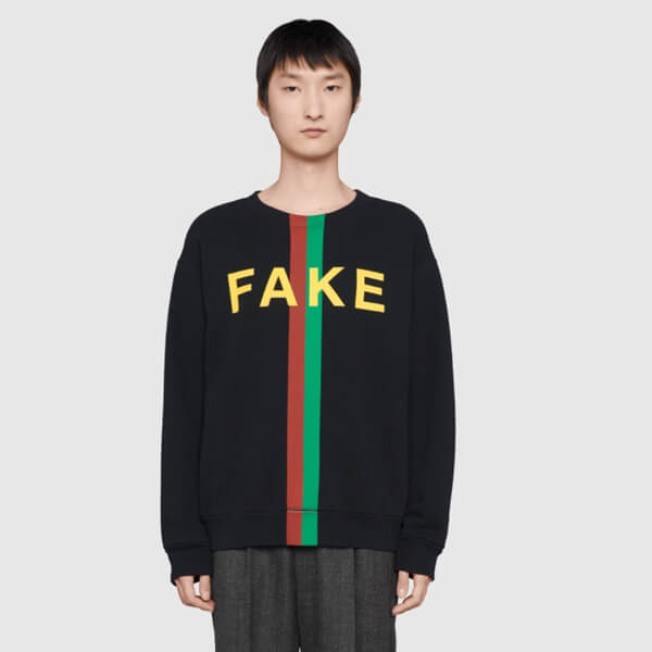 グッチ スウェットシャツ コピー 21AW◇グッチ FAKE NOT プリント トレーナー