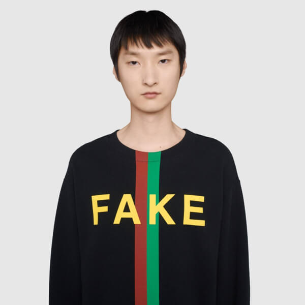 グッチ スウェットシャツ コピー 21AW◇グッチ FAKE NOT プリント トレーナー