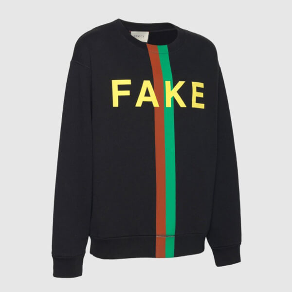 グッチ スウェットシャツ コピー 21AW◇グッチ FAKE NOT プリント トレーナー