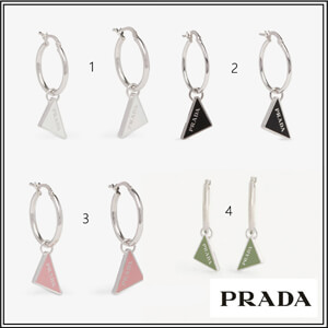 海外限定【PRADA】プラダ ロゴトライアングル フープピアス コピー４色