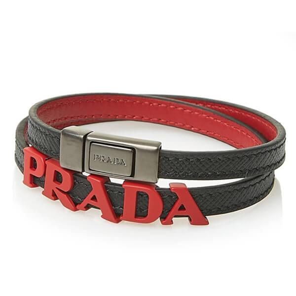 PRADA/超特急EMS/送料込み SAFFIANO Double logo bracelet