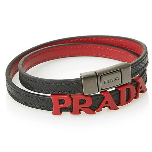 PRADA/超特急EMS/送料込み SAFFIANO Double logo bracelet