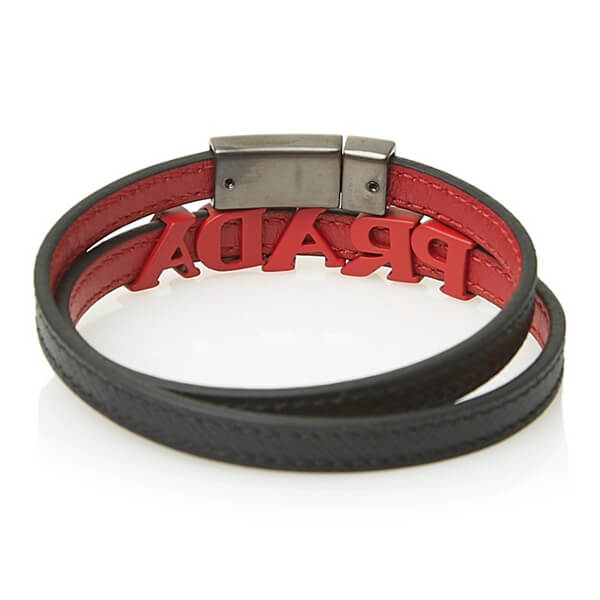 PRADA/超特急EMS/送料込み SAFFIANO Double logo bracelet