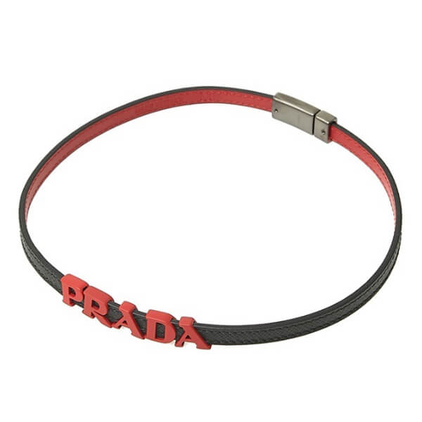 PRADA/超特急EMS/送料込み SAFFIANO Double logo bracelet