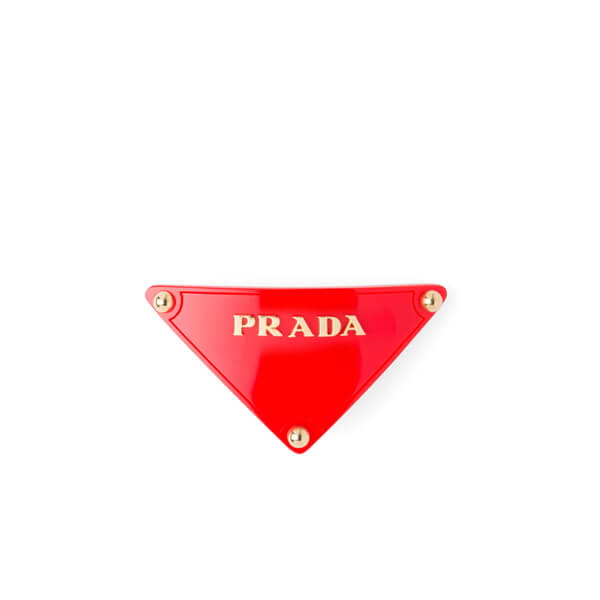 【PRADA】20SS トライアングルメタルロゴヘアクリップ 5色