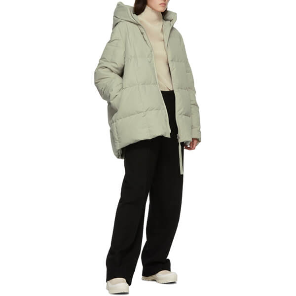 JIL SANDER = HOODED DOWN JACKET LIGHT GREY GREEN ダウンJKT