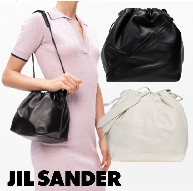 関税なし★Jil Sander偽物 レザー スモールバケッドショルダーバッグ