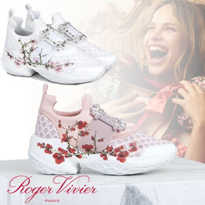 Roger Vivier 偽物 クリスタルバックル付き 花柄 Viv Run スニーカー 21030921