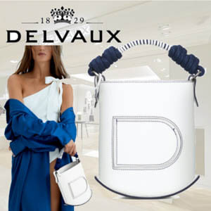 DELVAUX★ピンミニバケットin Box Calf★ホワイト/ネイビー