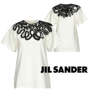 *Jil Sander*胸元のレースがお洒落♪レーススリット半袖Tシャツ コピー