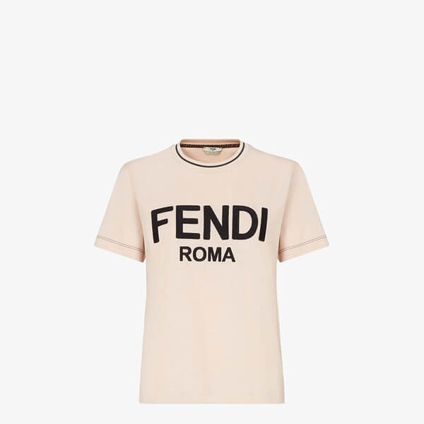 フェンディ ROMA コットンジャージー ロゴTシャツ 偽物FS7254AC6BF0