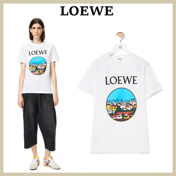 【ロエベ】L.A. シリーズ プリント Tシャツ 偽物（コットン） S897Y22X02