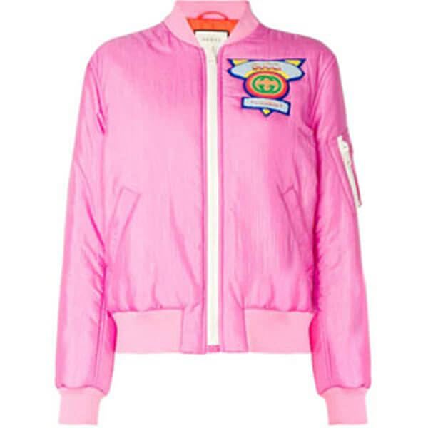 グッチ★素敵！Appliqued satin shell bomber Jacket