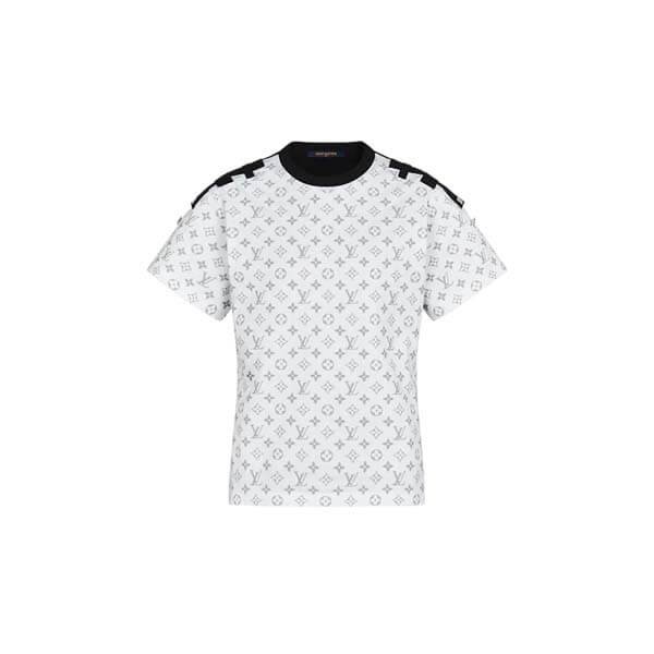 ２１春夏♪◆LV◆シルバーモノグラムショルダータブTシャツ偽物1A8TLJ