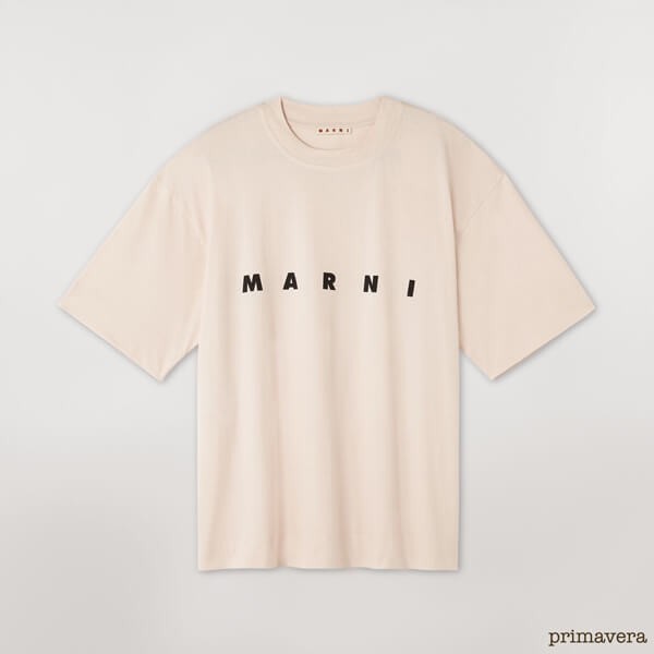 マルニ ジャージー Tシャツ 偽物ロゴ入り ショートスリーブ ピンク