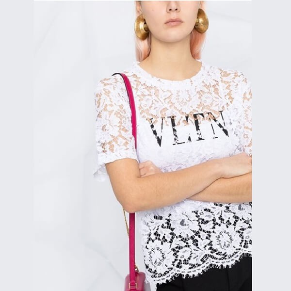 ヴァレンティノ *ヴァレンティノ* VLTN ロゴ レースＴシャツ VB3MG10K6490NI/VB3MG10K649A01