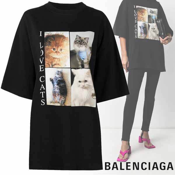 21新作 バレンシアガ I Love Cats プリント Tシャツ偽物