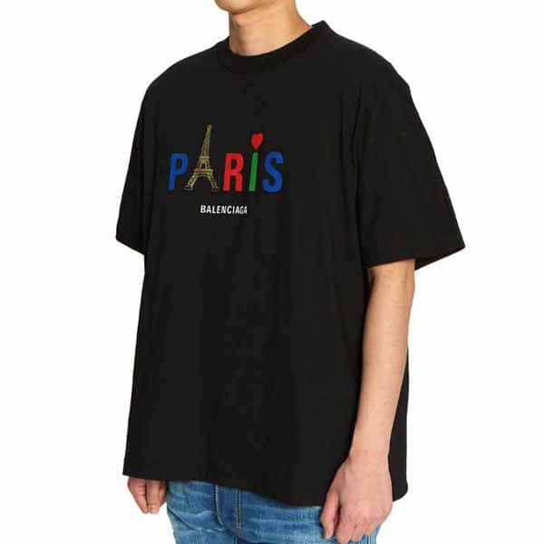 バレンシアガ PARIS LOVE プリント Tシャツコピー 半袖★2色