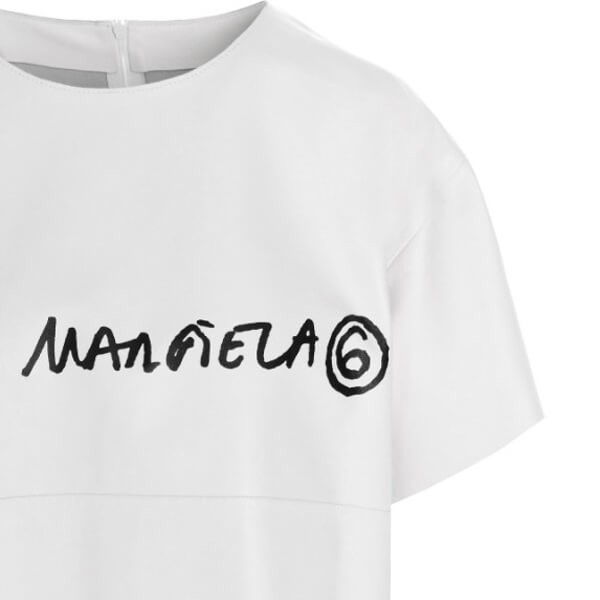 【関送込】マルジェラ ロゴ レザー Tシャツ ホワイト