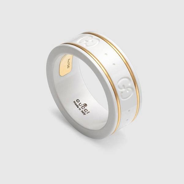 グッチ 18K ゴールド ライン GGパターン アイコン  リング 2色