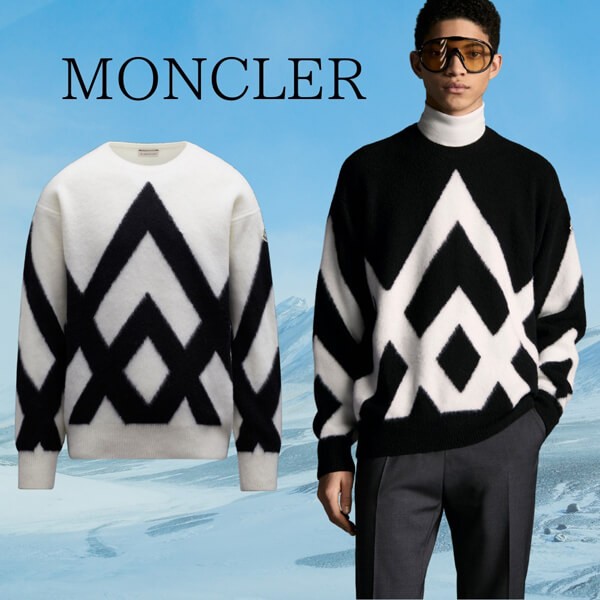 21-22AW MONCLER クルーネックニット セーター 暖かいウール100％ G20919C00032M1299