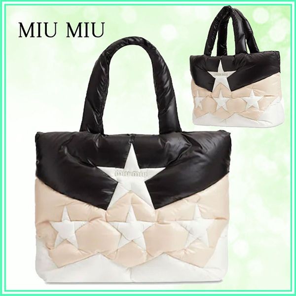 MIU MIU トートバッグ コピー ロゴ キルティング パッド入り ナイロン製 4色 5BG240VOOO2DQIF0002