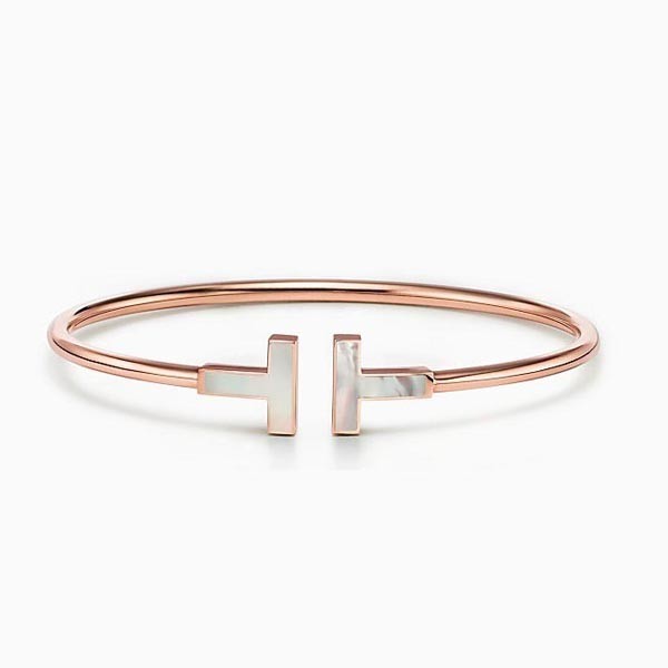 ティファニー Tブレスレット 偽物【Tiffany&Co.】大人気☆Mother-of-pearl Wire Bracelet 18K GOLD 2色